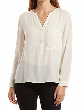 OAK + FORT Cream Sheer Blouse